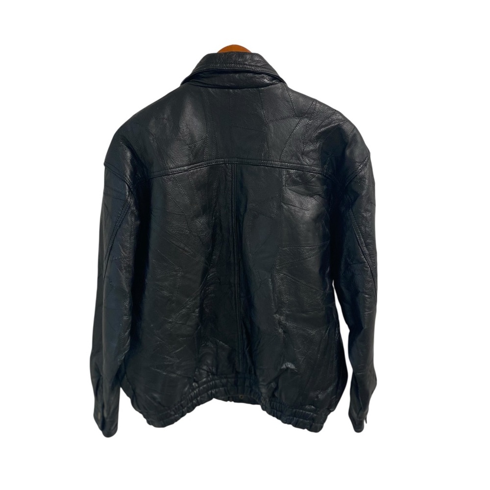 Leather Black Jacket Men Size Medium Bomber Flight Casual Varsity Outerwear - Picture 2 of 16
